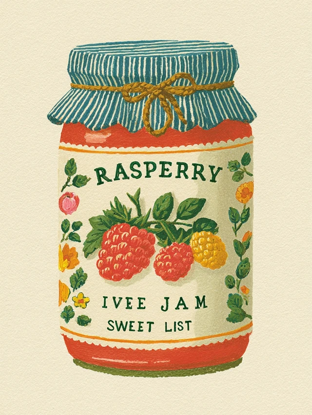 Vintage Raspberry Jam Illustration Cozy Sweet