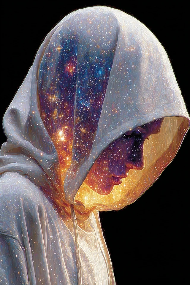 Cosmic Being Meditating Nebula Face Anime Art