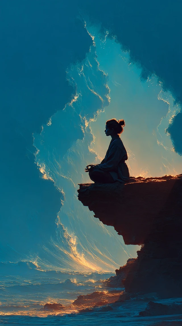 Meditation on a Cliff Digital Painting Surreal