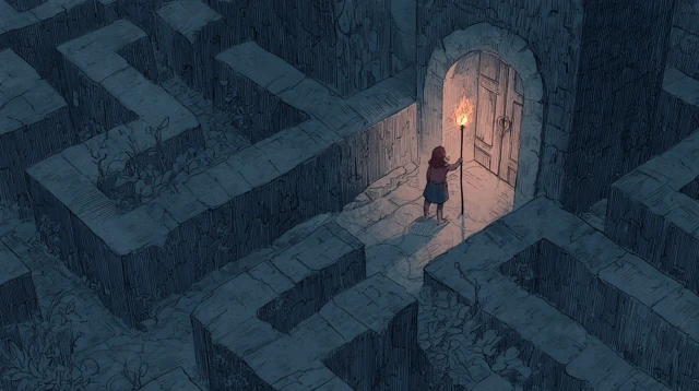 Labyrinth Exploration Female RPG Character