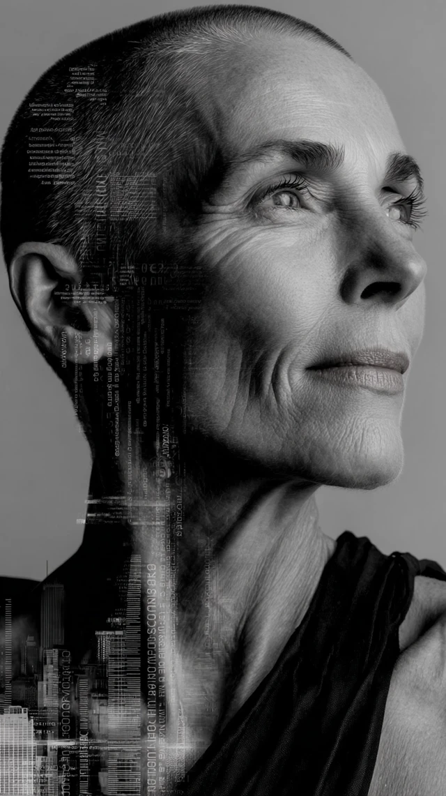 Monochrome Portrait with Typographic Tattoo