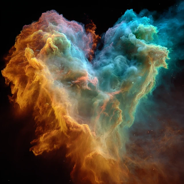 Heart-Shaped Nebula Colorful Gas Cloud