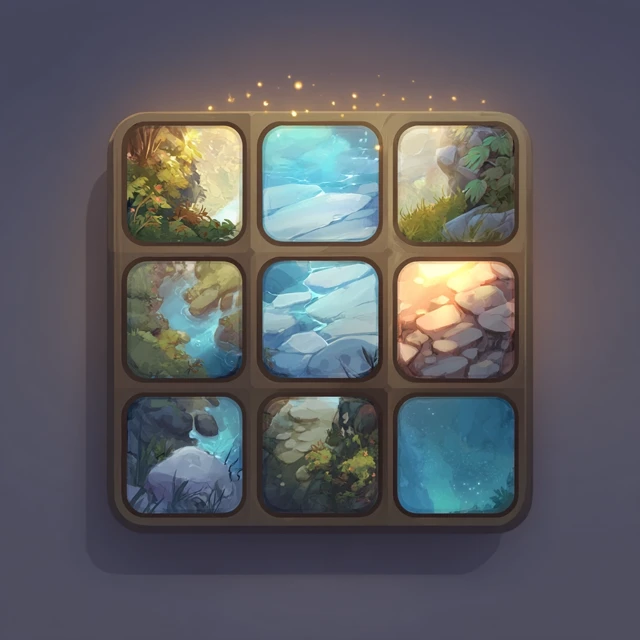 Sliding Tile Game Icon Nature Puzzle