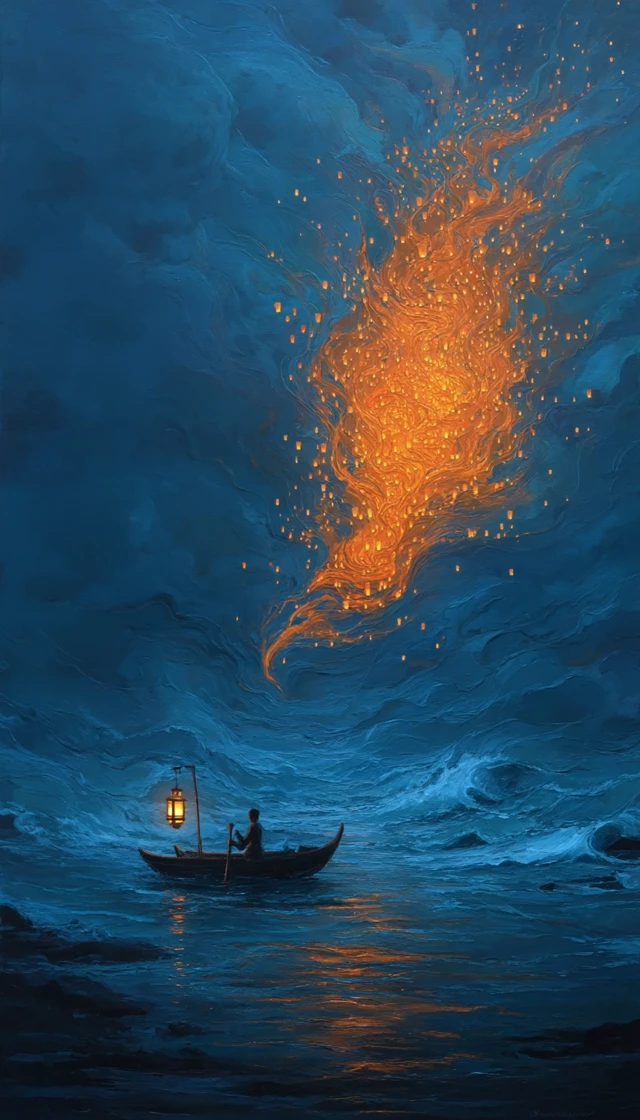 Flame and Water Boatman in a Storm