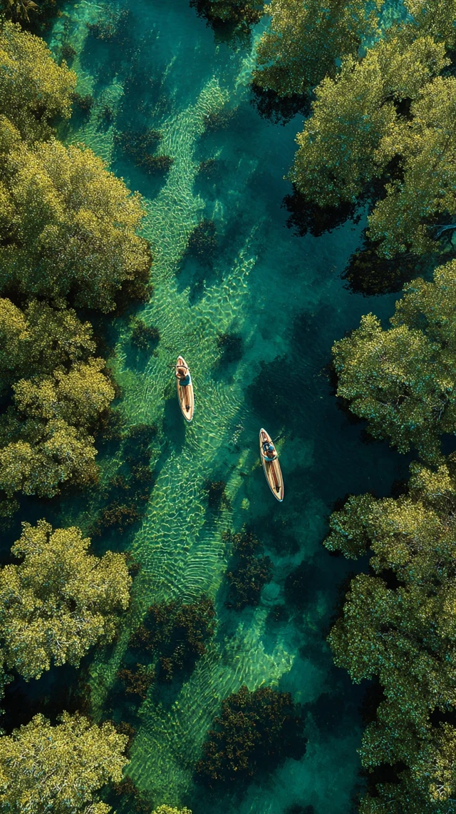 Paddleboarding in Florida Top View Peaceful Waters