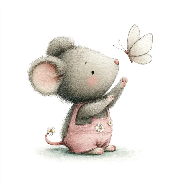 Adorable Mouse Illustration with Butterfly
