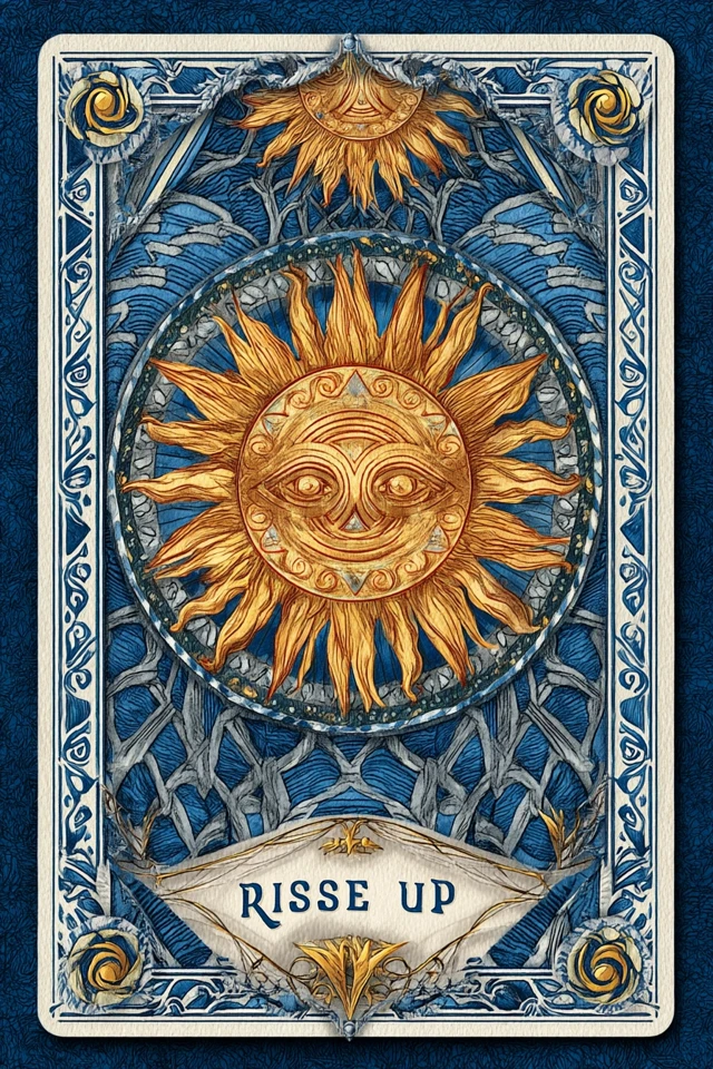 Medieval Sun Tarot Card Back Design Rise Up