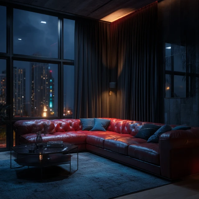 Luxury Apartment Interior Night City View