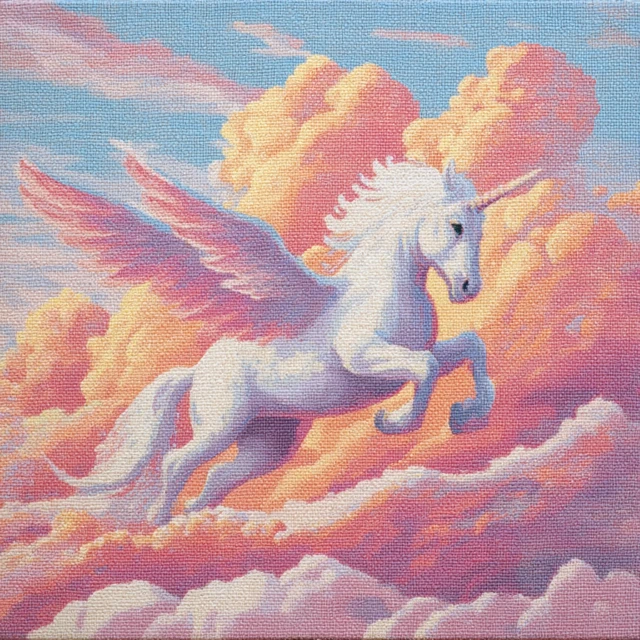 Flying Unicorn with Ice Cream Clouds in Pastel Colors