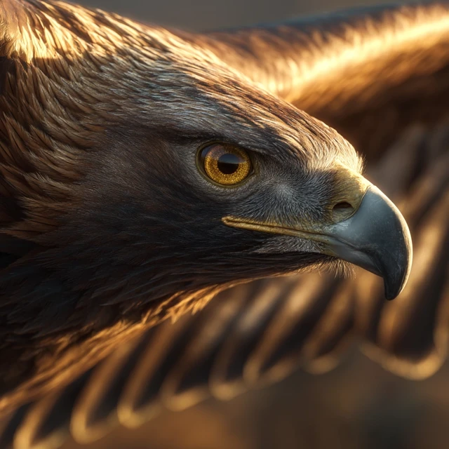 Golden Eagle Head Closeup - Hyperrealistic, Sunny Day
