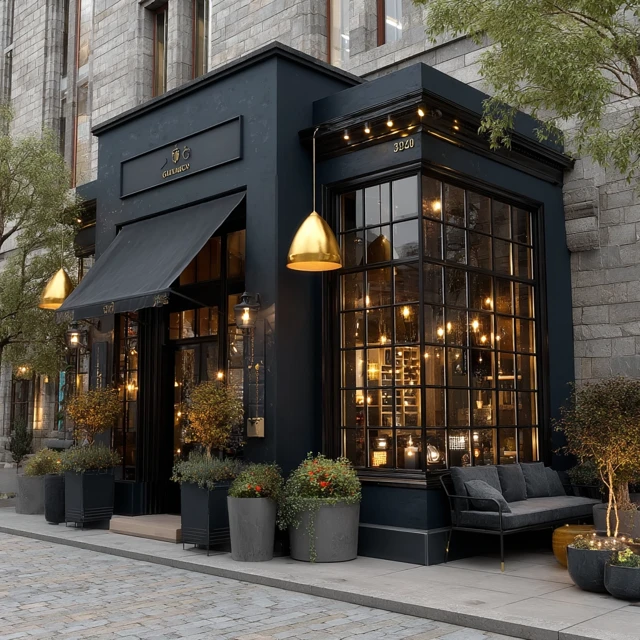 Modern Goldsmith Shop Facade Black Theme