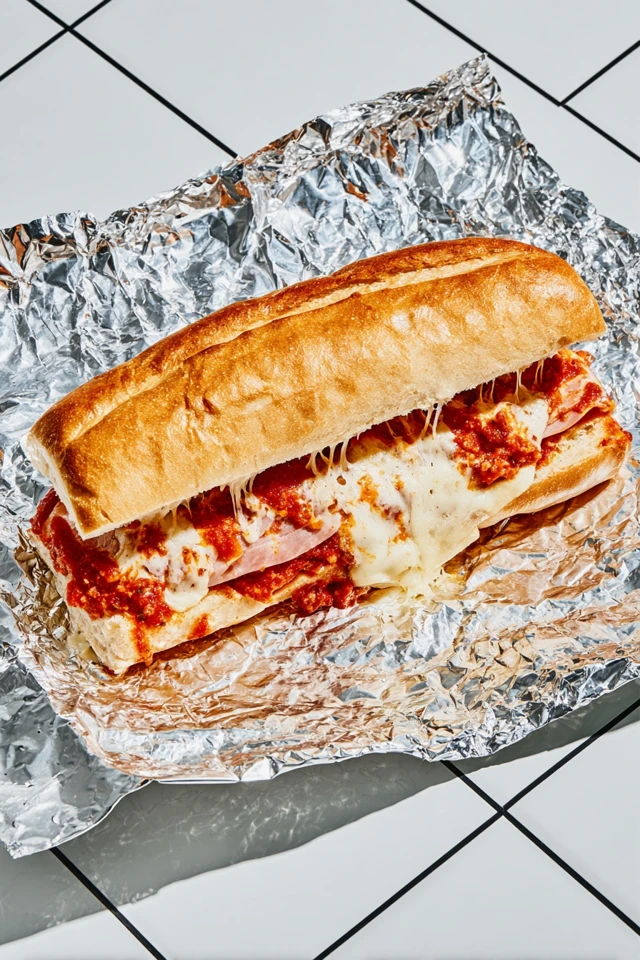 Italian Sandwich with Ham Cheese and Tomato Sauce