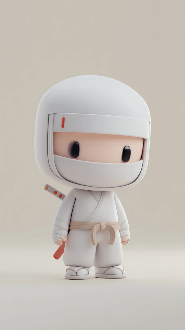 Chibi White Ninja 3D Render