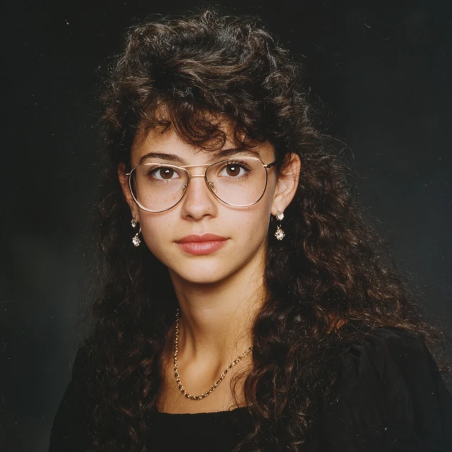 1985 Senior Portrait Brunette Glasses
