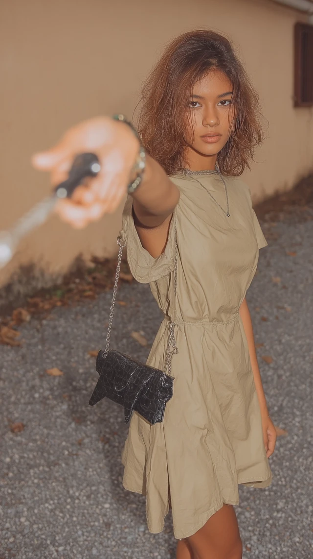 Woman in Beige Minimalistic Dress Fashion Photography