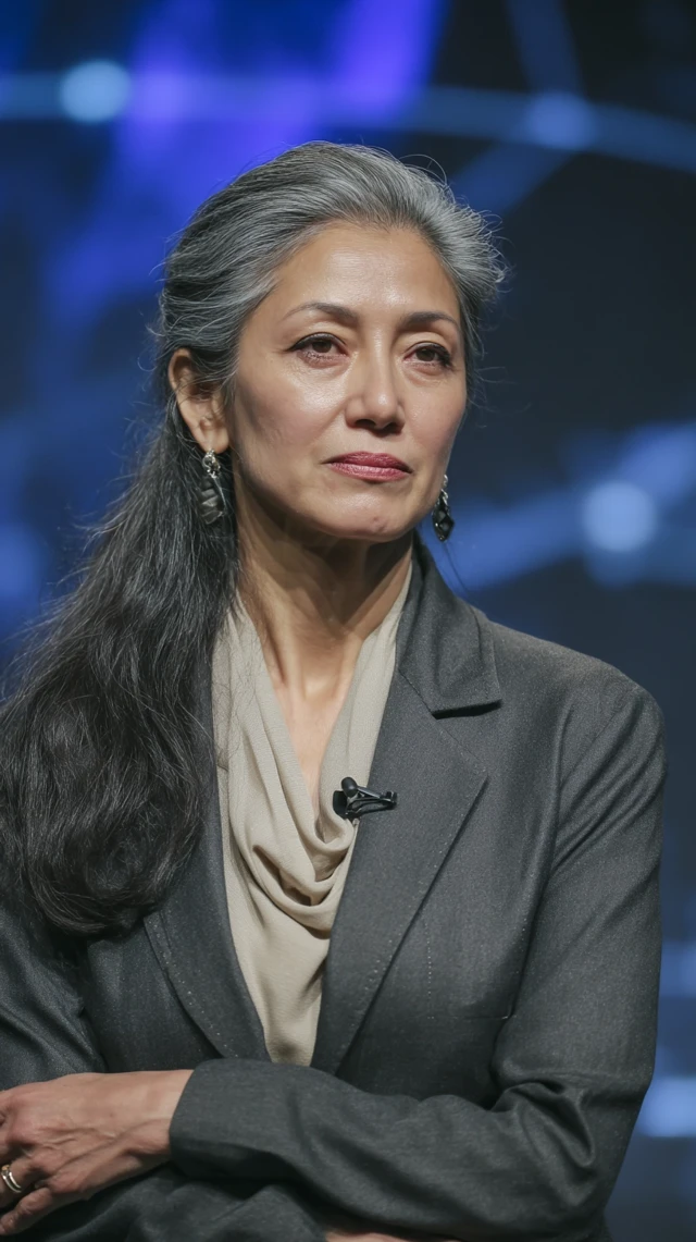 Professional Woman Speaker with Gray Hair
