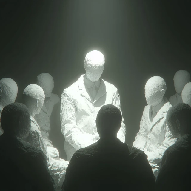 Surreal Scene Faceless Mannequins Concept Art