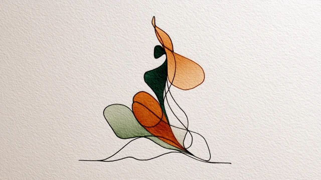 Abstract Contour Art Coffee Colors Minimalism
