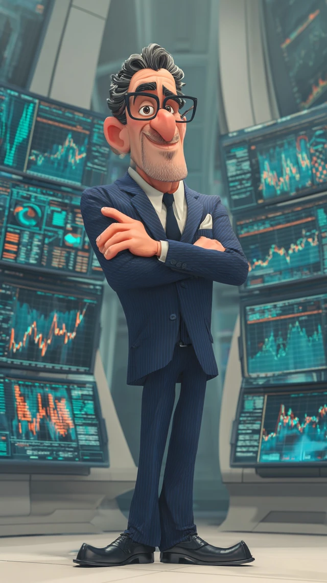 Pixar Broker Iranian Man in Suit Stock Market