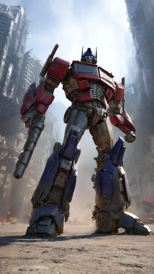 Optimus Prime in Battle: Transformers Movie Art