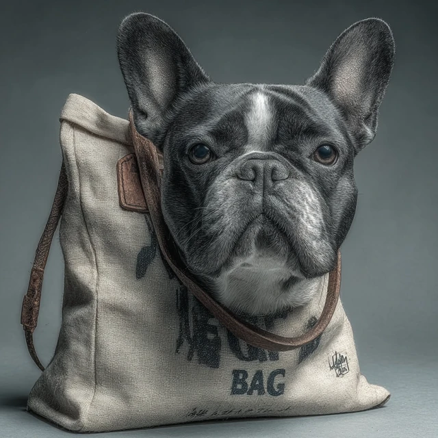Dog on a Bag Portrait Style Illustration