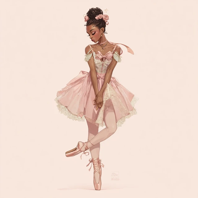 Ballerina in Pastel Colors Illustration Art
