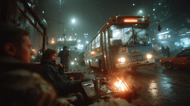 Rainy Night View Through a Window