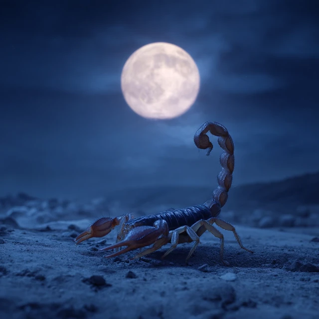 Scorpion Under a Full Moon Nighttime Scene
