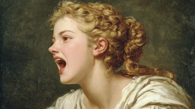 Blonde Woman Singing Oil Painting by Rubens