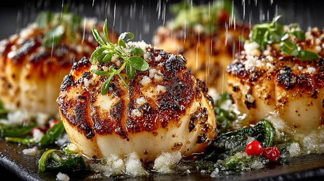 Seared Scallops with Butter Sauce - Food Photography