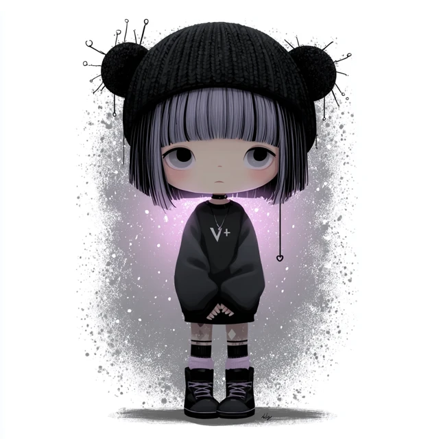 Creepy Cute Pastel Goth Clipart Illustration