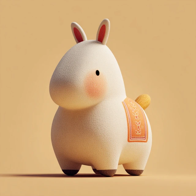 Cute Felt Horse Figure Illustration