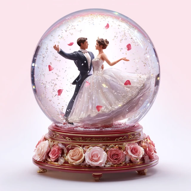 Romantic Snowglobe Couple Dancing Wedding