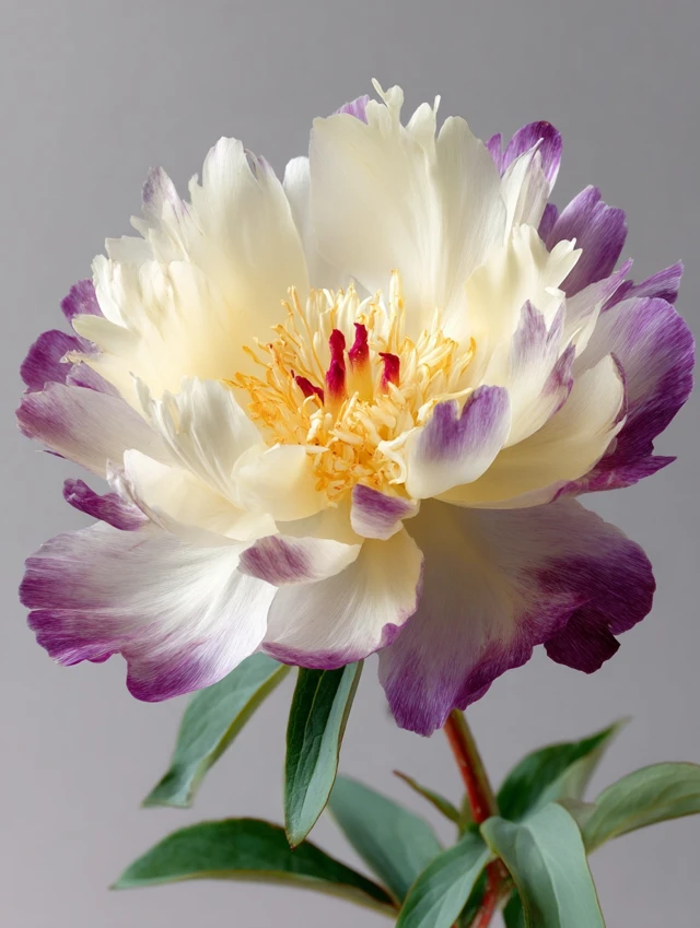 Purple and White Peony Flower Photography