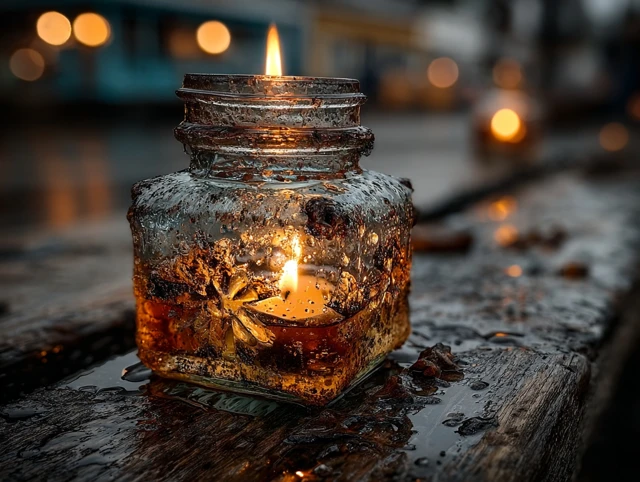Candle in a Glass Jar Cinematic Photography