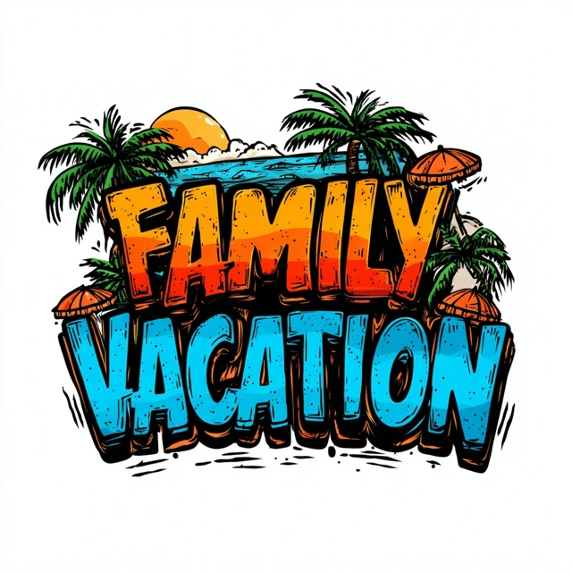 Family Vacation Graffiti Text Art