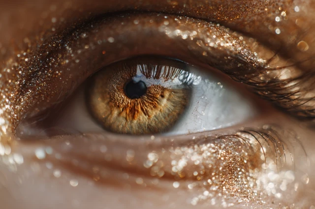 Golden Eye Glitter Closeup