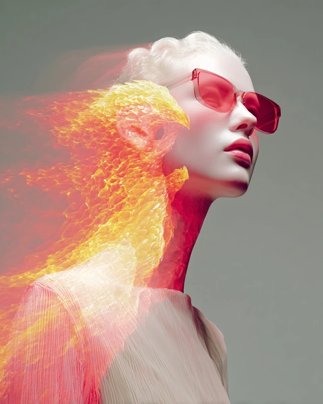 Fiery Phoenix Rising with Sunglasses Dream Effect
