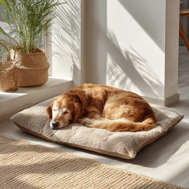 Golden Retriever Resting in a Bright Living Room