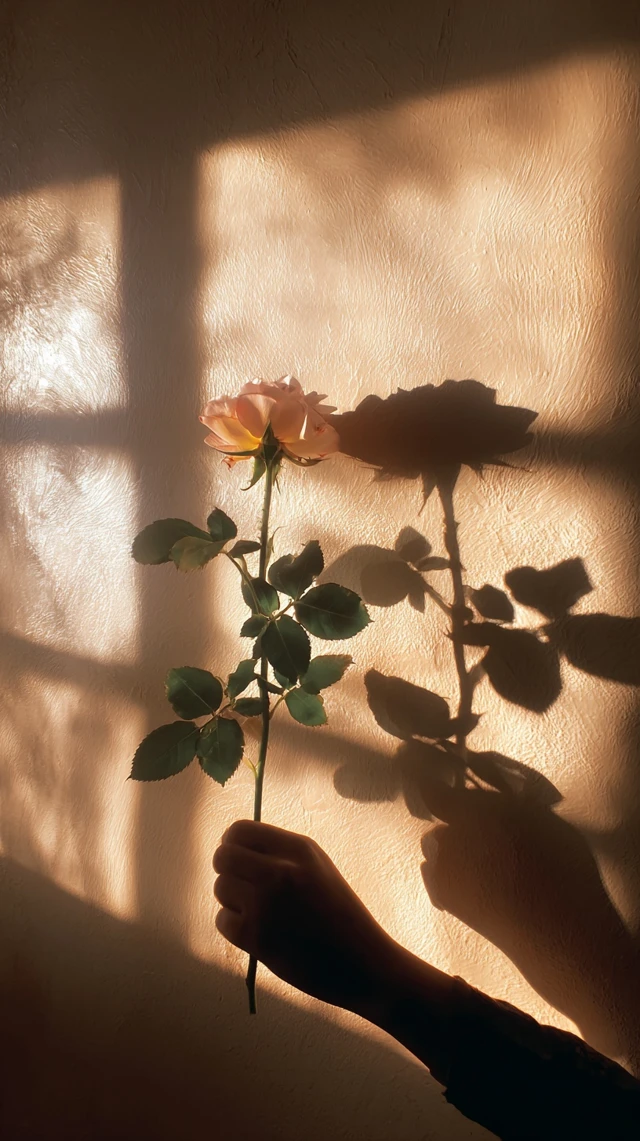 Hand Holding Rose Silhouette Photography