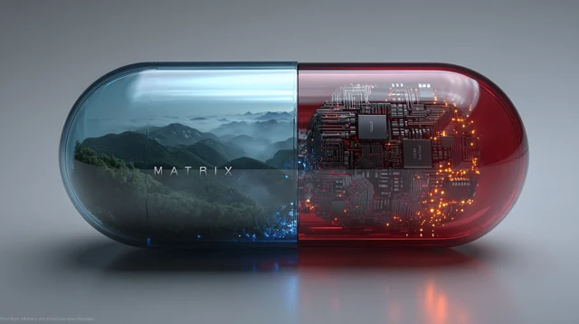 Matrix Pill Design Digital Nature and AI Inside