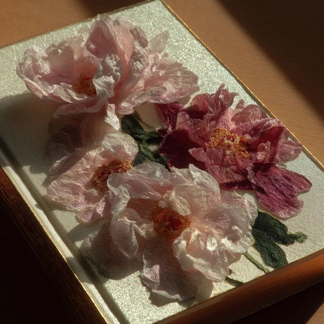 Vintage Notebook with Peonies Photographic Art