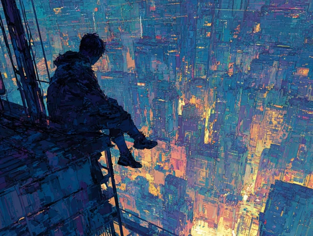 Cyberpunk City Night Scene Illustration