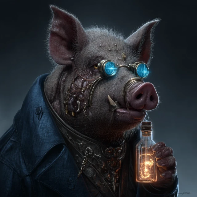 Pig in Liquid 3D Render