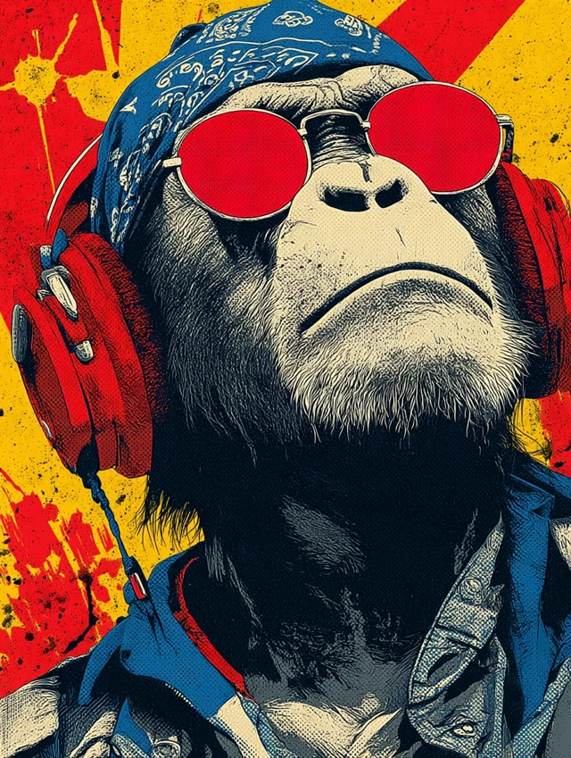 Chimpanzee Portrait Pop Art Graffiti Style