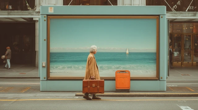 Cinematic New Zealand Street with Beach Billboard