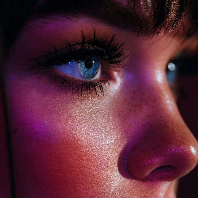 Cyberpunk Blue Eye Close Up Moody Neon Lighting