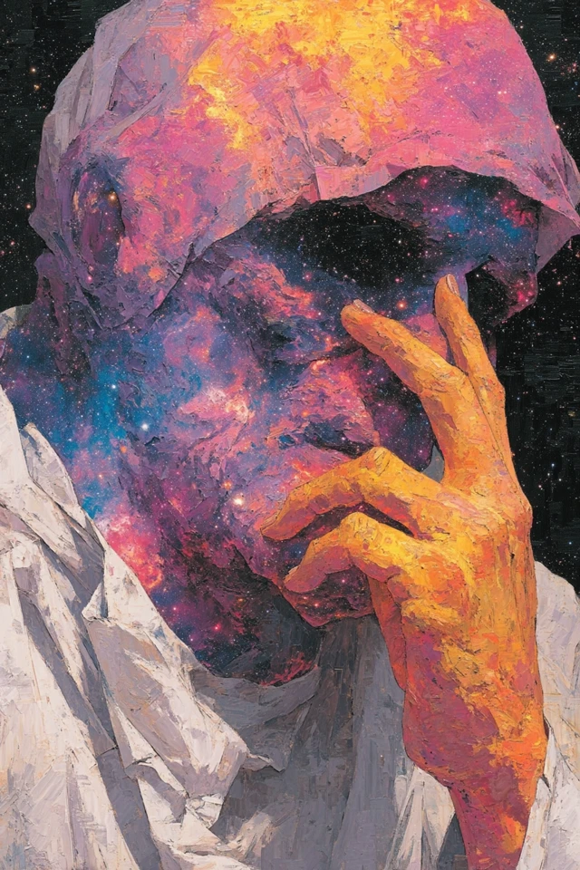 Cosmic Entity Meditating Nebula Face