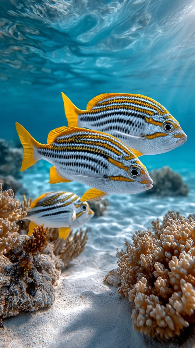 Underwater Fish Swimming Turquoise Sea