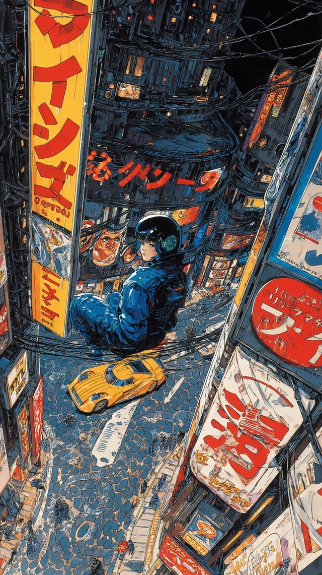 Cyberpunk Girl in Neo Tokyo Katsuhiro Otomo Style